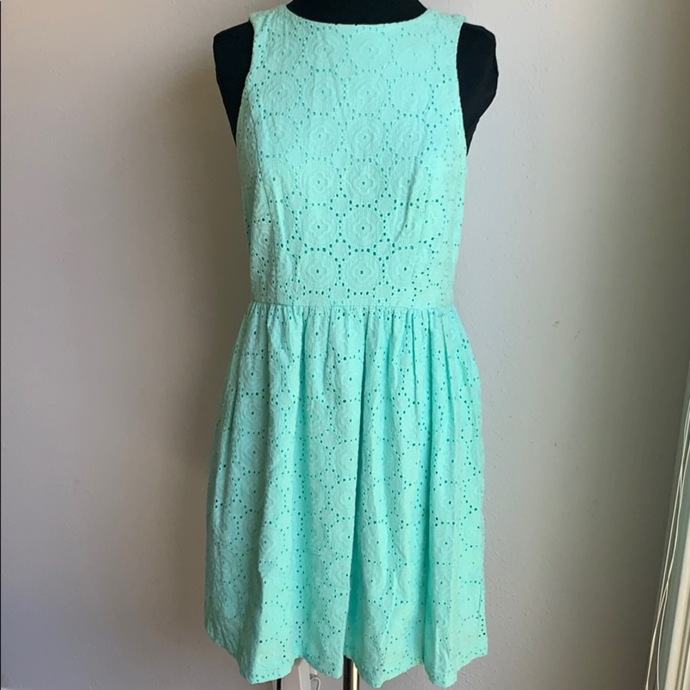 Mint eyelet fit and flare dress